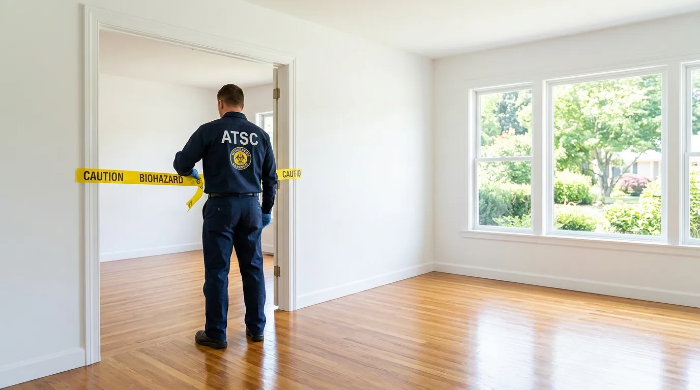 Certified biohazard cleanup crew performing Decomposition Cleanup in Troy